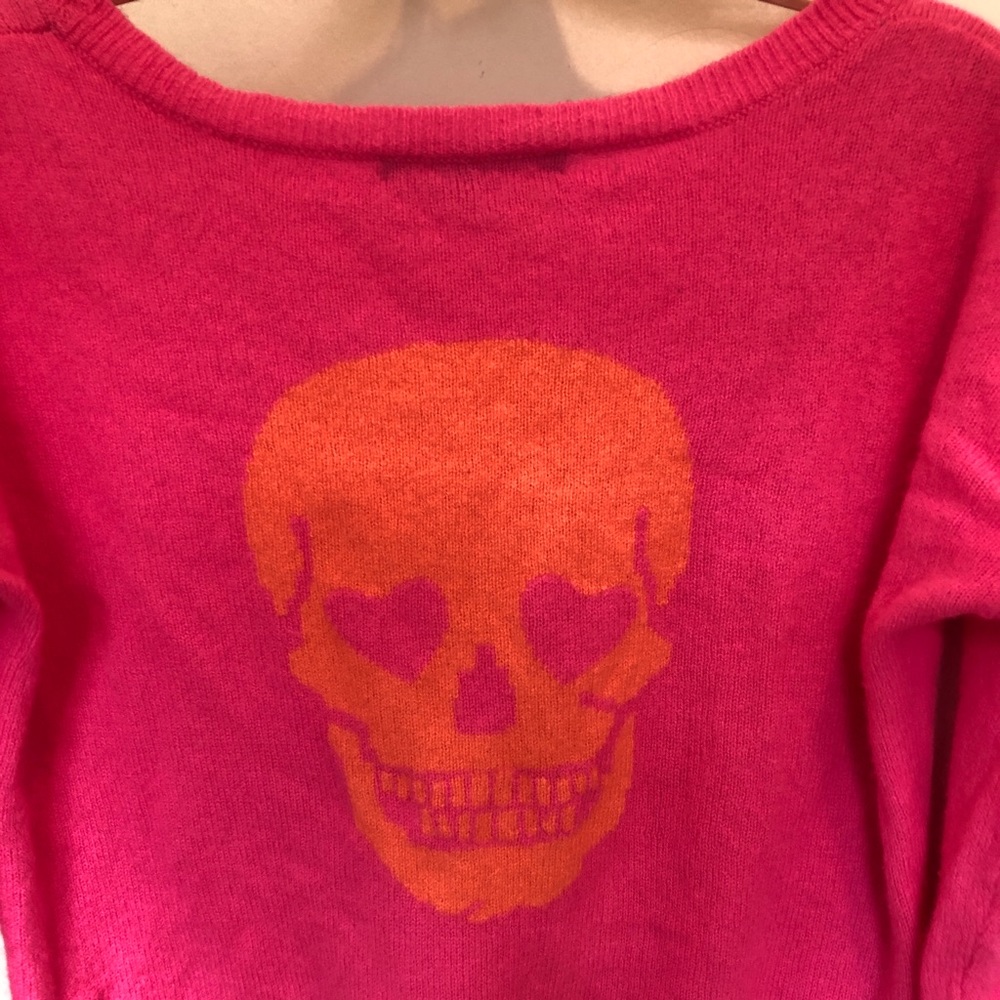 Skull Cashmere hot pink sweater w/ skull on back